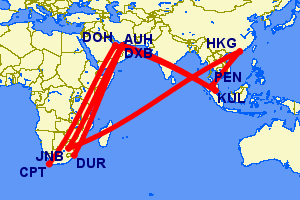 Flights from South Africa to Malaysia